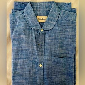 Oliver Spencer Light Blue Club Collar Shirt Men's 15.5 NWOT